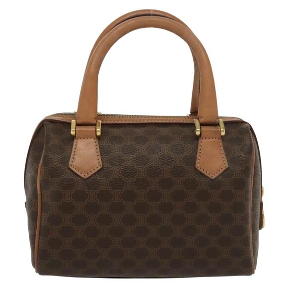 CELINE Macadam Canvas Mini Hand Bag Pvc Leather Brown Gold - Picture 3 of 12